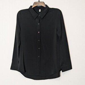 DIOSUN, Black, Dressy Long Sleeved Button Collar Blouse; Size S